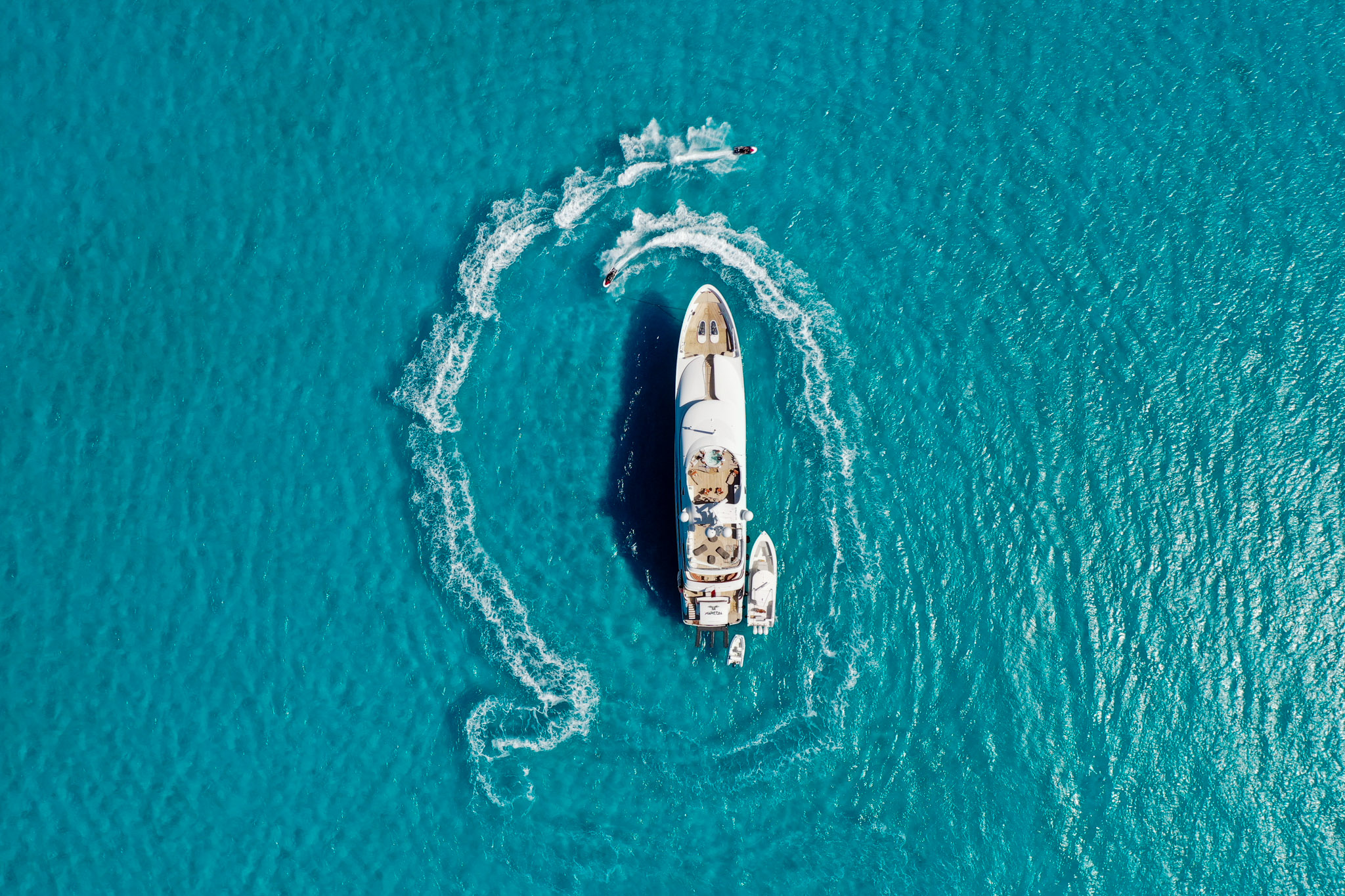 Superyacht exterior detail — hull and superstructure