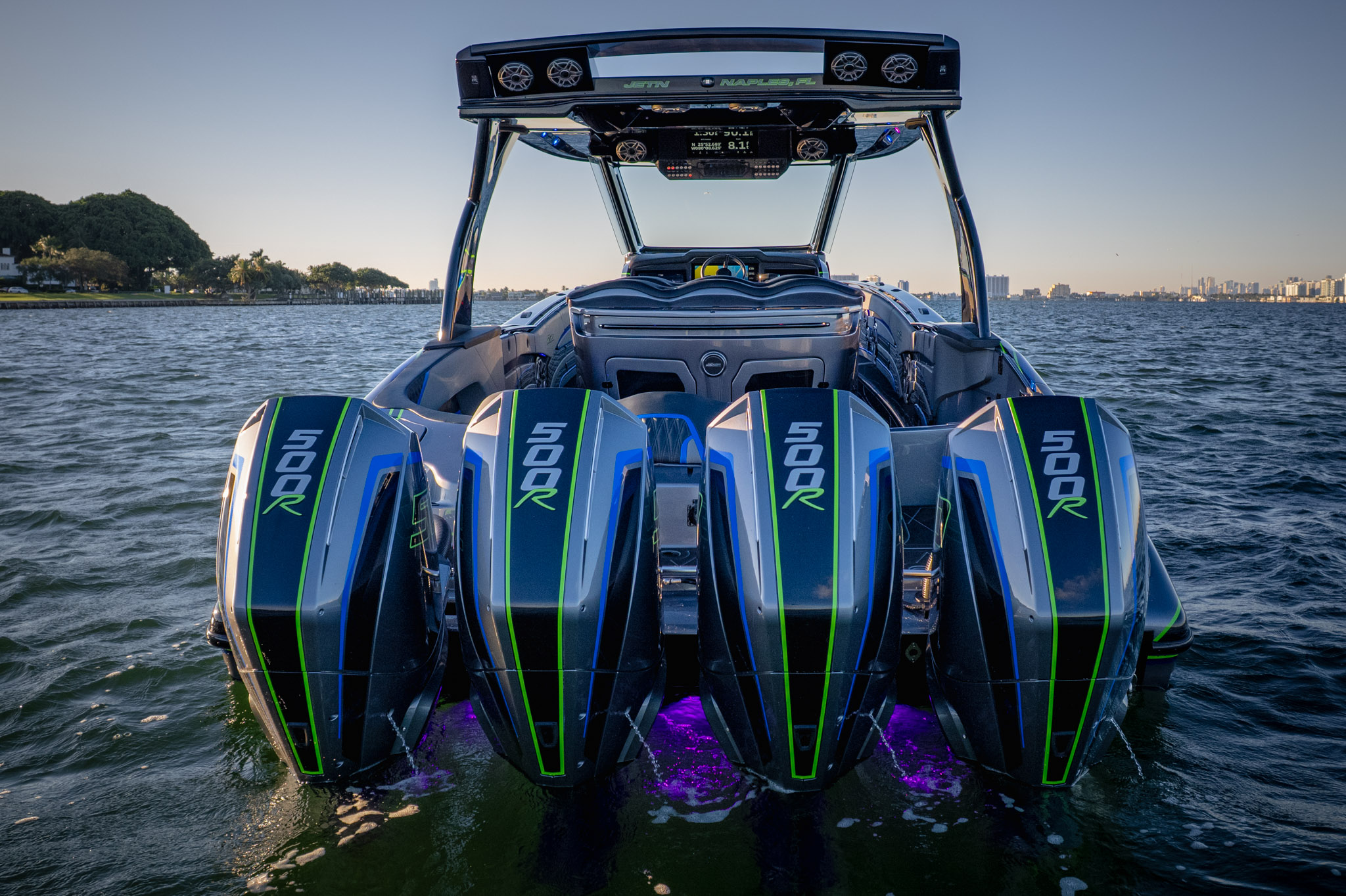 Go-fast center console running shot, South Florida
